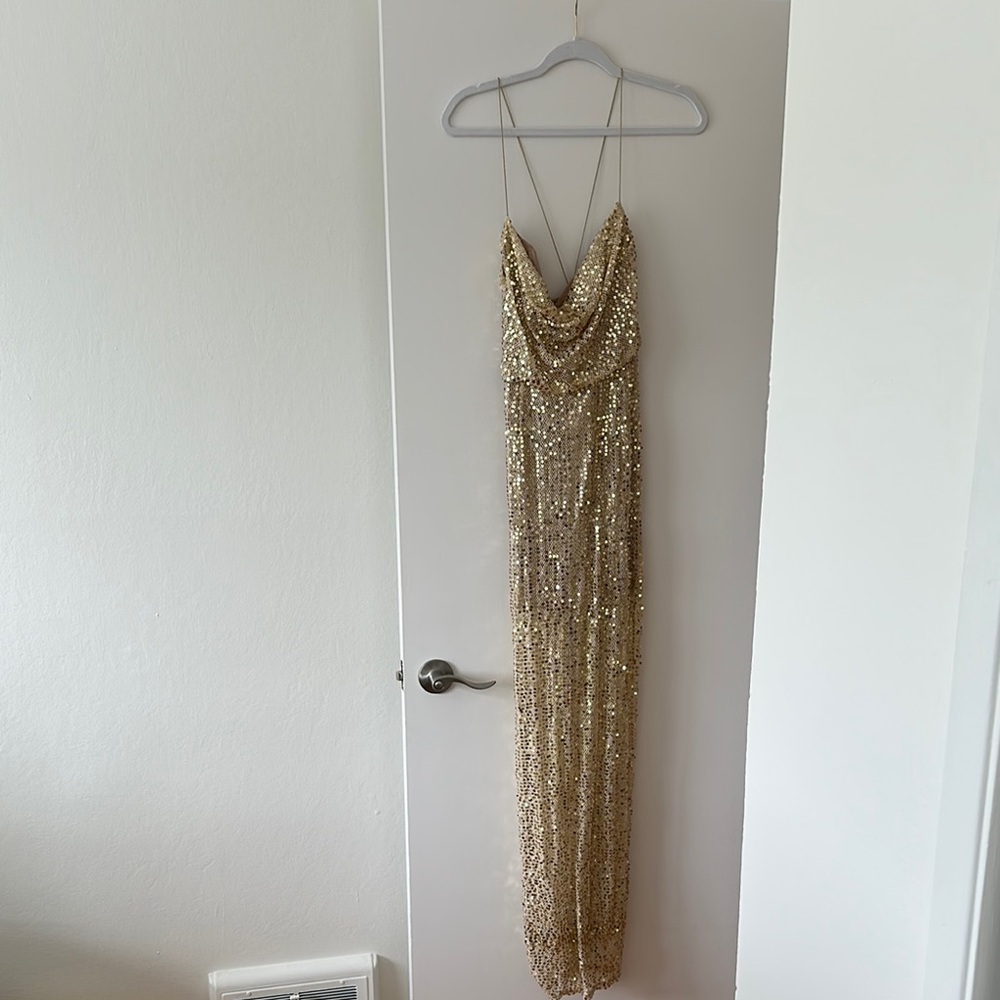 REVOLVE Gold Sequin Maxi Dress
